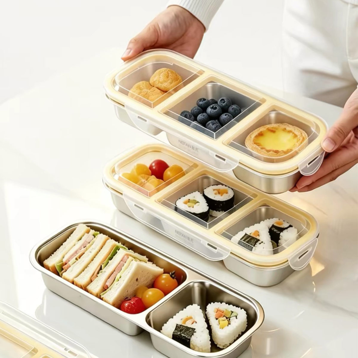 Food Storage In Stainless Steel - Paslanmaz çelik kapaklı yiyecek saklama kabı,