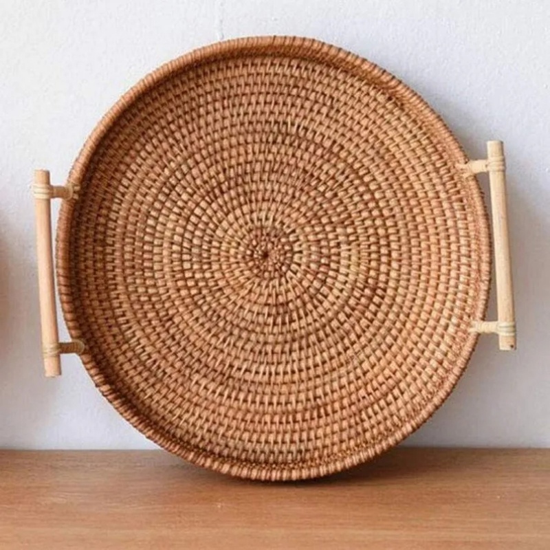 Food Storage Of Plants - El yapımı Rattan Tepsi ve Yiyecek