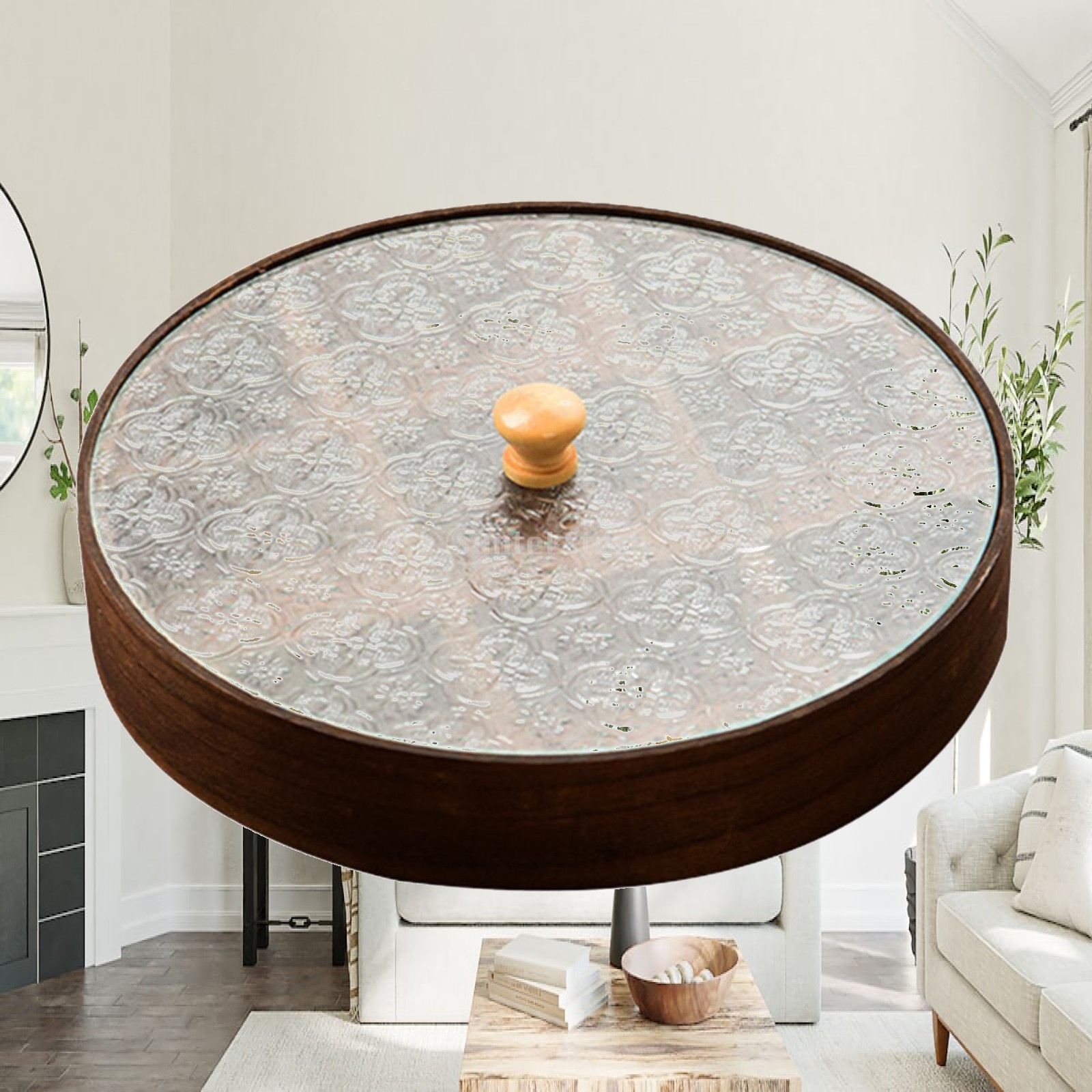Food Storage Glass Round - Bölmeli Servis Tepsisi, Ahşap ve Camdan
