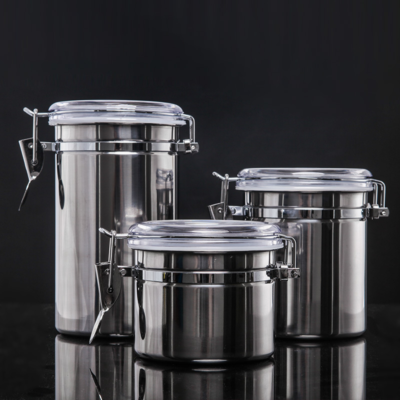 Food Storage In Stainless Steel - Paslanmaz Çelik Hava Geçirmez Kavanoz, Higrometre
