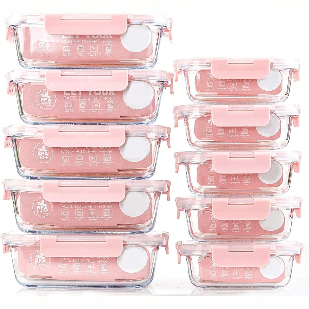 Food Storage Underground - 10'lu Paket Cam Yemek Hazırlık Kapları,