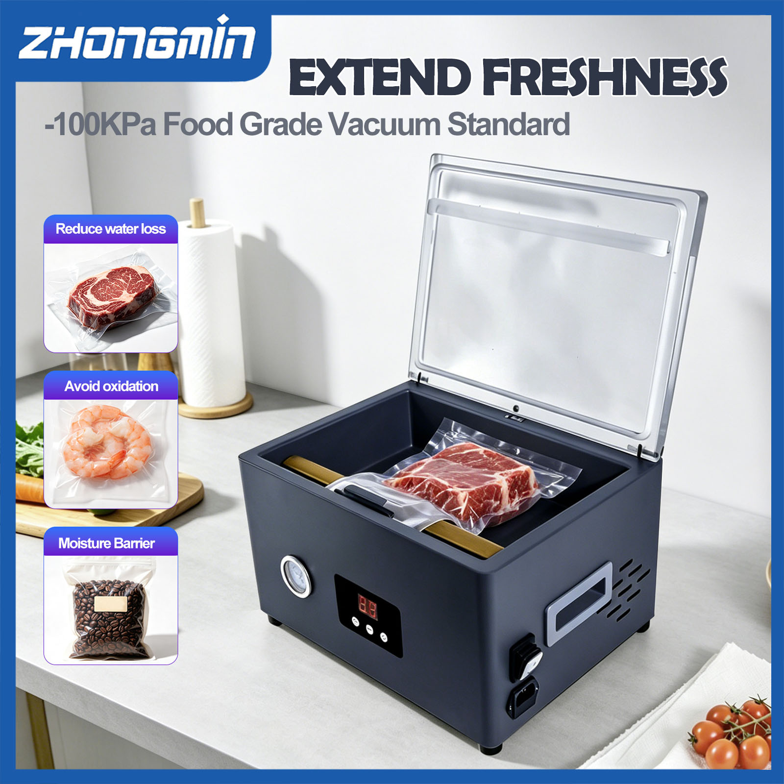 Food Storage Vacuum - ZM-CVS300 Gıda Vakum Paketleme Makinesi Elektrikli