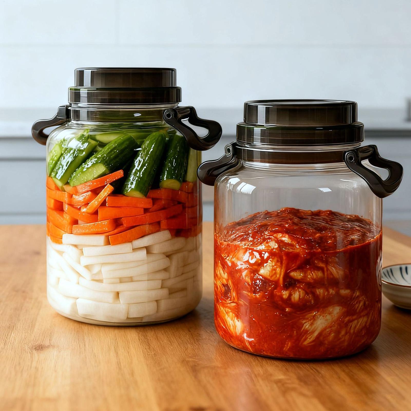 Food Storage Glass Round - 5L Hava Geçirmez Kapaklı Cam Turşu