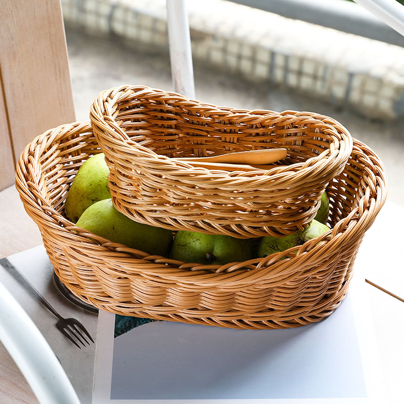 Food Storage Of Plants - Oval Rattan dokuma depolama sepeti ekmek